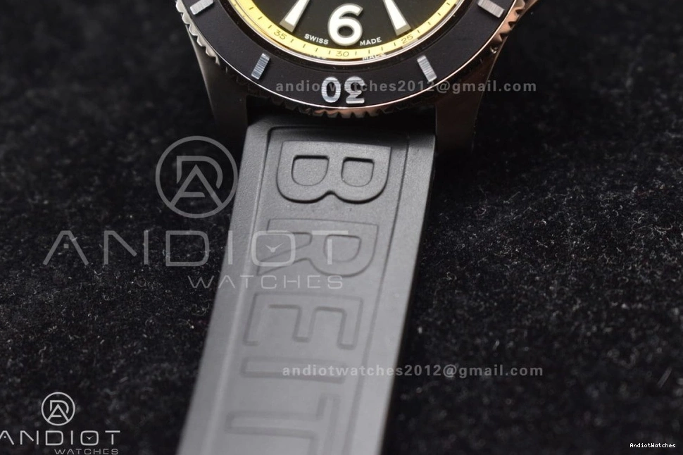 A Bezel Dial Rehaut Best Superocean Edition and 44 1:1 On Rubber Casual Black with TF Automatic Strap Yellow Black 471 0103